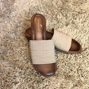 Danelle Alloy wedge slide sandals (please read)
